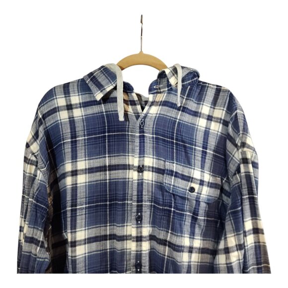 NEW American Eagle Super Soft Hooded Plaid Flannel Button-front Shirt Men's XXL - Picture 6 of 9
